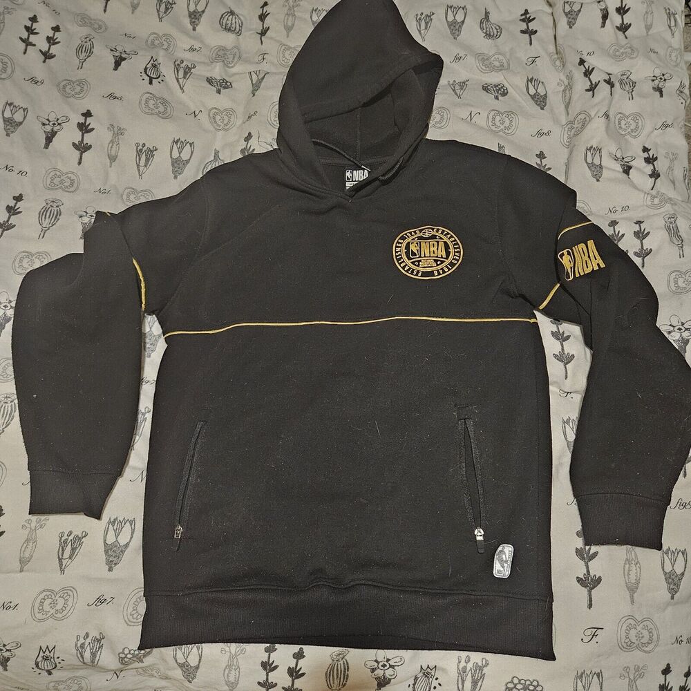 NBA Hoodie Men's Medium Long Sleeve Established 1946 Gold Black Vintage Rare
